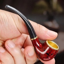 Durable Vintage Wooden Effect Bent Smoking Pipe Tobacco Cigar Pipe UK