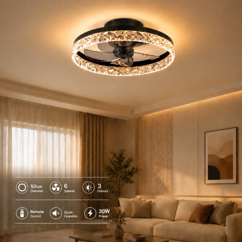 Led crystal ceiling fan light - fan,