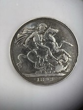 1893 Queen Victoria Silver Crown – Veiled Head Old Head Design – 0.925, VF25