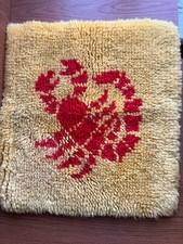 100% wool 1970's readicut rug/wall hanging/cushion cover scorpion. gold and red.