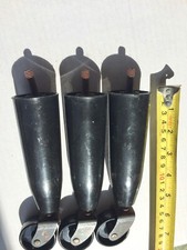 Set Of 3 Strong Plastic Black Vintage Legs / Bed Raisers with Castors
