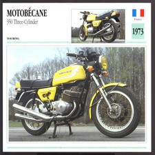 1973 Motobecane 350cc Three-Cylinder Motorcycle Photo Spec Sheet Info Stat Card