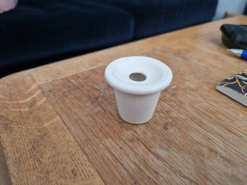 White vintage ceramic inkwell - vintage,