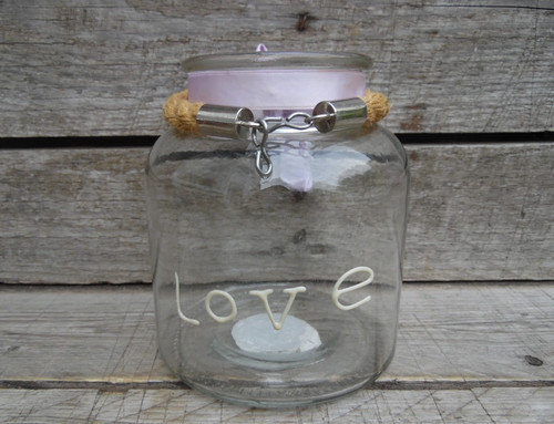Shabby chic love - stamped, glass