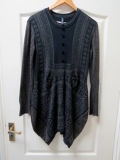 Claire Campbell High Use Scoop Alpaca Wool Jumper Dress S UK 8 Grey Sweater