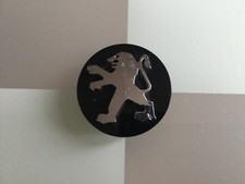 1x PEUGEOT 60mm BLACK ALLOY WHEEL CENTRE CAP