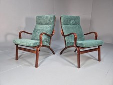 2 Stouby Bentwood Chairs Green Velvet Vintage 1980s Retro MCM EB10386 MBEN