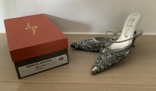 Rebeca Sanver Boxed Leather Shoes UK 7 40 Silver Vintage