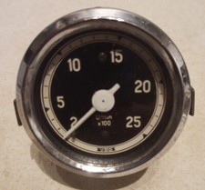 Vintage 60mm 2500 RPM Rev Counter / Tachometer & Bracket - Low Revving Diesel
