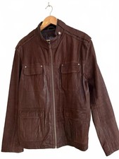 Joe Browns Brown Genuine Leather Jacket – Classic Mens Field Style Size 42