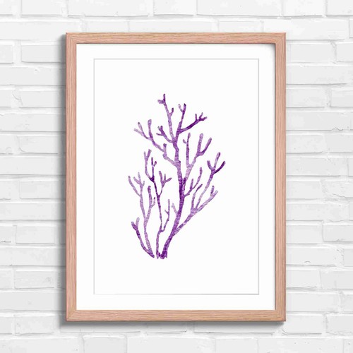Aqua coral branch art purple - art,