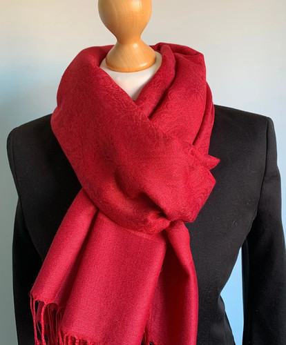 Rose red scarf cashmere - , scarf,