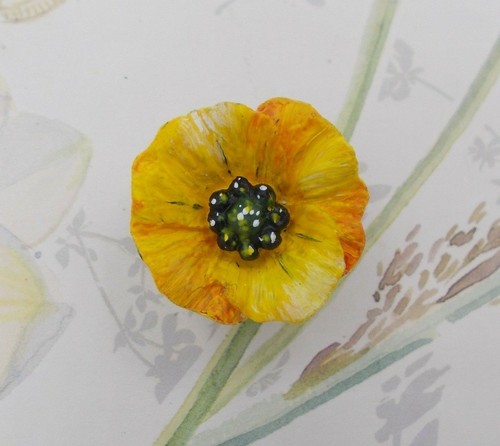 Yellow welsh poppy lapel - poppy,