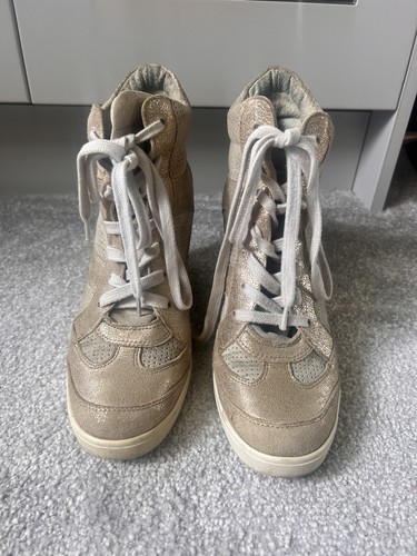 Womens gold leather high top - gold,