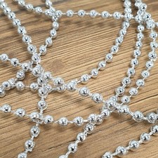 Metallic Silver Pearl Bead String Trim 4mm/6mm/8mm Round Ball Ribbon Per 1 Metre