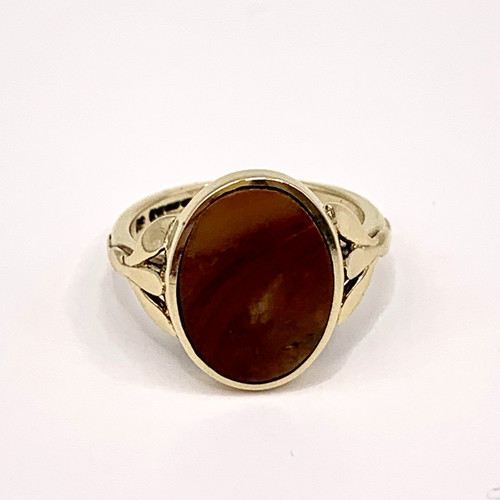 Carnelian ring 9ct gold - 9ct, oval