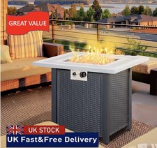Fire Pit Table Rattan Square