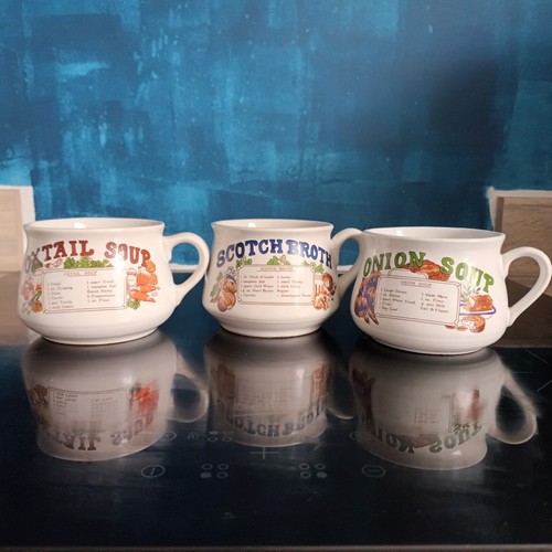 Vintage soup recipe bowls mugs - vintage,