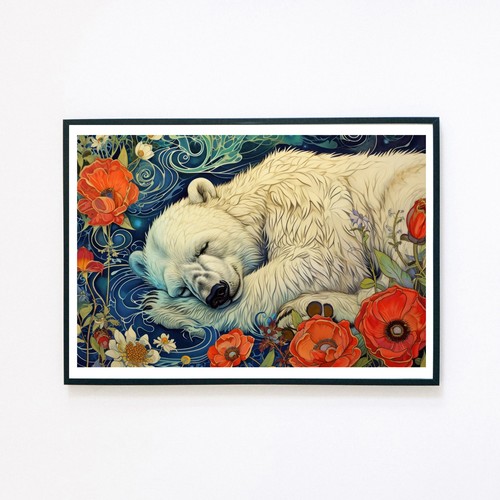 Sleeping polar bear - polar, botanical