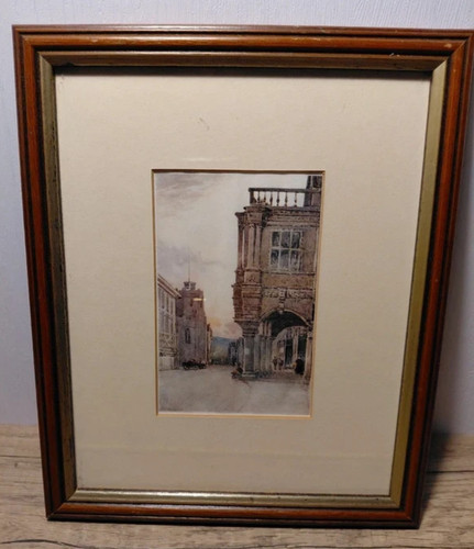 Antique framed print exeter - print,