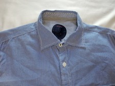 Ganesh mens shirt L Blue Dogtooth Check Long Sleeve Regular Fit Cotton GH'S