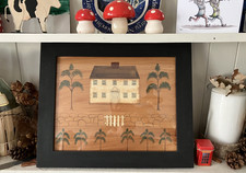 Americana Folk Art Paige Koosed - 1995 - Watercolour on Wood - White House 