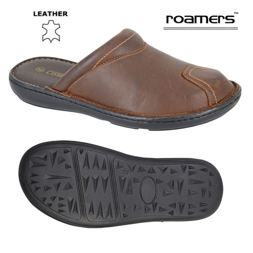 Mens leather clogs roamers - leather,