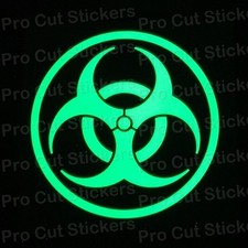 Zombie Biohazard Small to Large Glow in the Dark Luminescent Stickers Decals