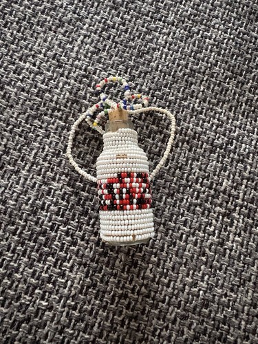 Vintage small beaded bottle - small,