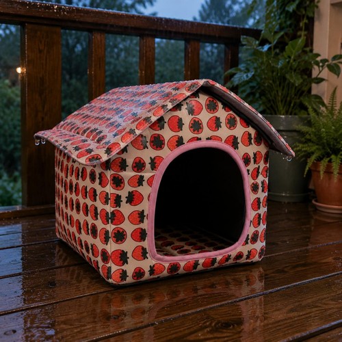 Folding feline house portable - folding,