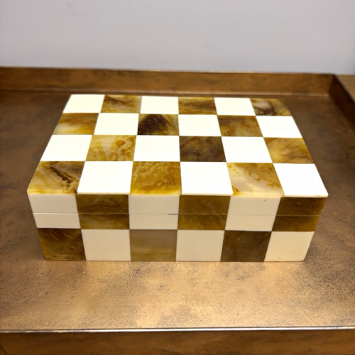 White brown checked - checked, square