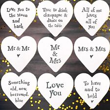 Mini Wooden Wedding Plaques Heart Favour Keepsake Message Sign Couple Gift 3cm