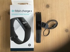 Fitbit Charge 3 Fitness Watch. Black.  With spare strap, charging lead and box.