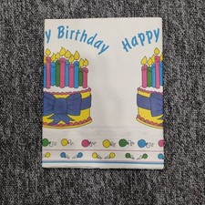 Vintage 1980s Birthday Table Cover With Birthday Cake Design