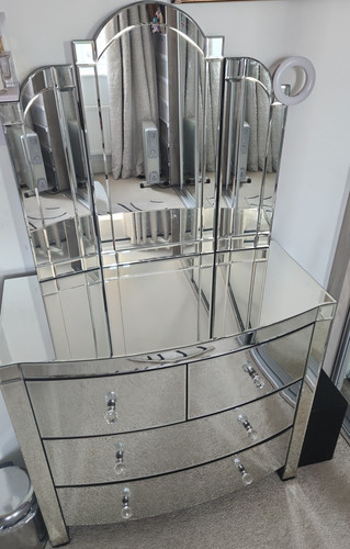 Silver mirrored glass dressing - silver,