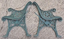 Cast Iron Pair of Bench Table Ends Ornate Designs Various Standard and Vintage