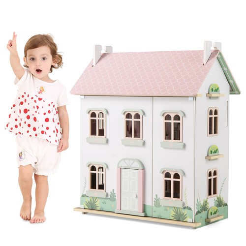Costway wooden dollhouse kids - dollhouse,