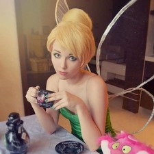Tinkerbell Wig Women Girls Cosplay Bell Blonde Style Wig Costume Play Wigs Cap