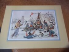 ANTON PIECK Vintage Print TENT / WINTER SCENE VGC Colour 12" x 9" Skating
