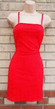 DARE TO BARE RED FLORAL LACE SQUARE NECK STRAPPY BODYCON TUBE MINI DRESS 10 S