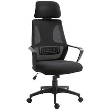 Vinsetto Mesh Back Office Chair w/ Adjustable Height Padded Headrest Black