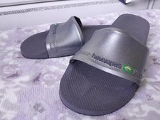 Mens Havaianas Sliders Brazil Sandal grey/silver spray UK 11/12 worn once