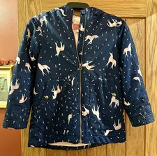 Joules Girl’s  Unicorn 🦄 Patterned Navy Blue Coat , Age 9-10 . VGC.   