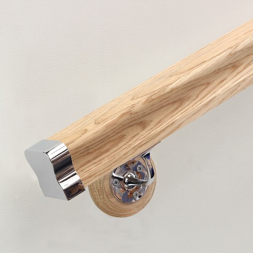 Oak wall mounted handrail - mounted,