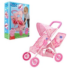 Peppa Pig Tandem Twin Pink  Pushchair Dolls Pram