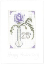 Silver Wedding Anniversary card - cross stitch kit 16 aida