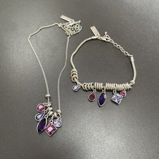 Autograph Necklace And Bracelet Set Purple Stones