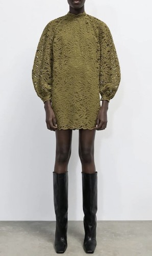 Bnwt zara olive green lace - green,