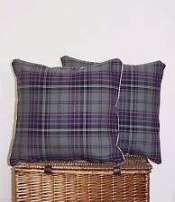 TARTAN CUSHION COVERS 18 IN THISTLE  SCOTTISH HEATHER PURPLE BERRY GREY HANDMADE