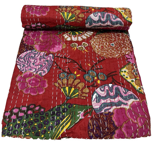 Indian kantha quilt bedspread - kantha,